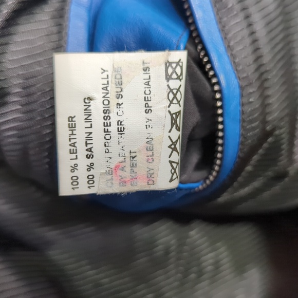 Barnabe Hardy Blue Patchwork Origami CrossWeave Biker Leather Jacket France 48 M - Picture 14 of 14